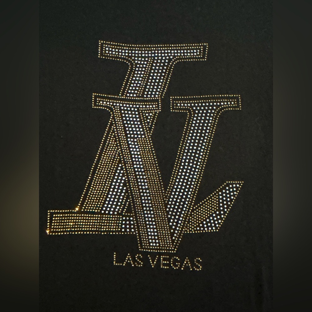 Las Vegas Rhinestone Graphic Tee Black Size XL